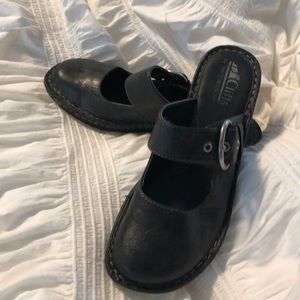 Black Wedge slip on shoes